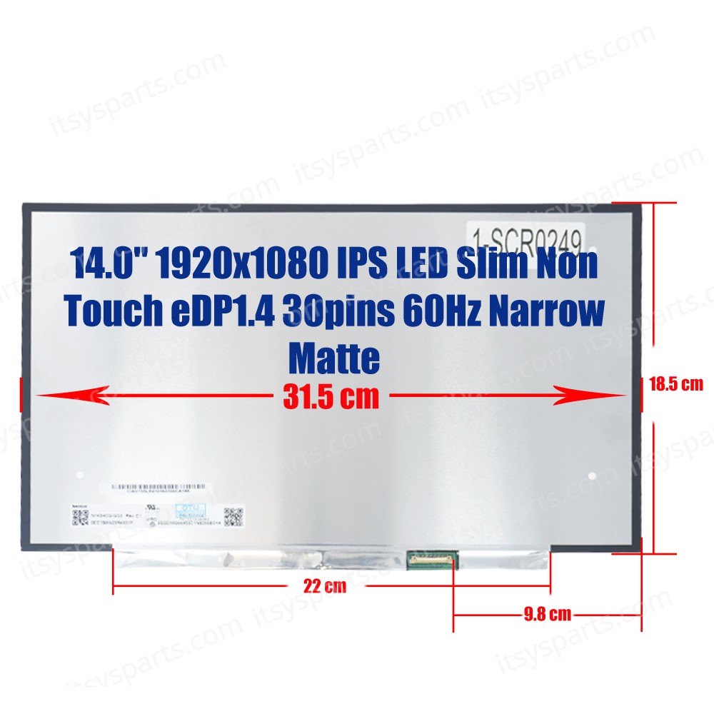 Écran LCD 14 Pouces Universel - Résolution Full HD 1920x1080 - 30 Broches - Neuf