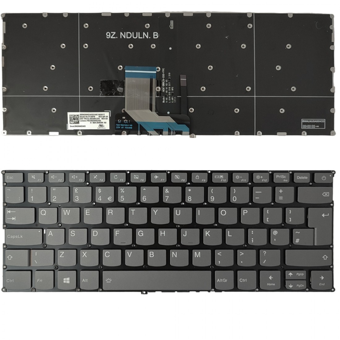 Power4Laptops Tedesco Retroilluminato Grigio Tastiera Sostitutiva per Portatili Compatibile con Lenovo IdeaPad S540-14IML